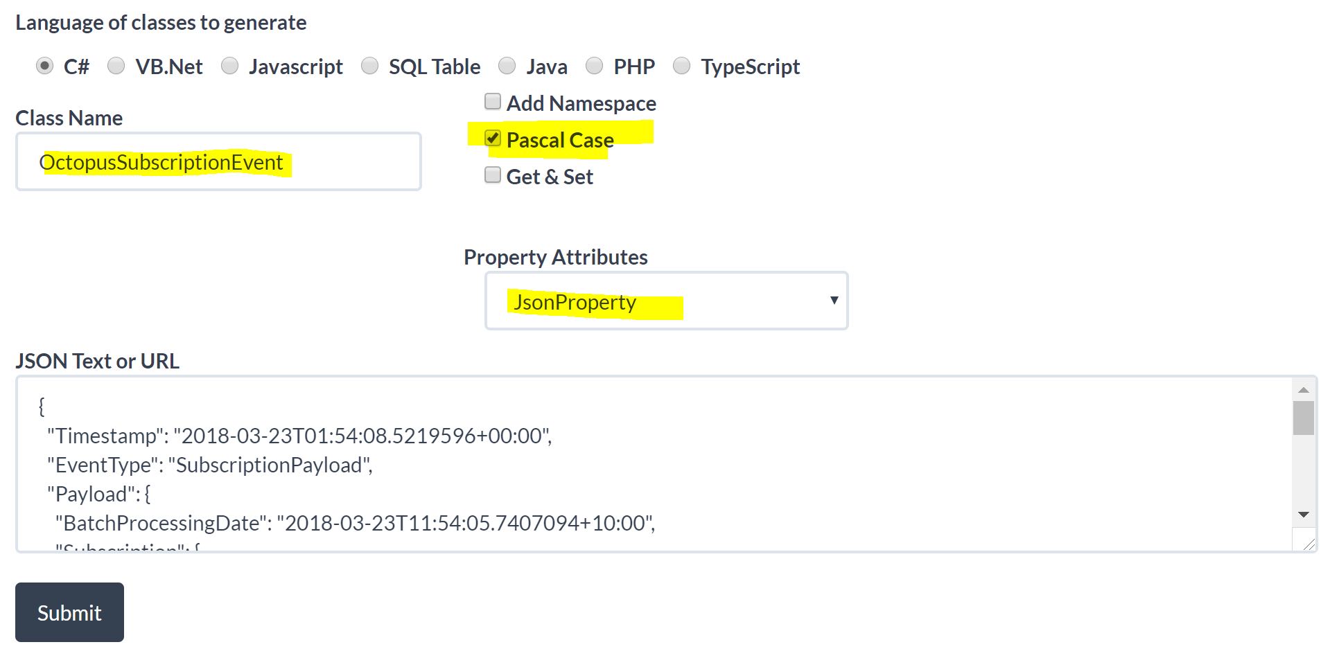 JsonUtils Settings