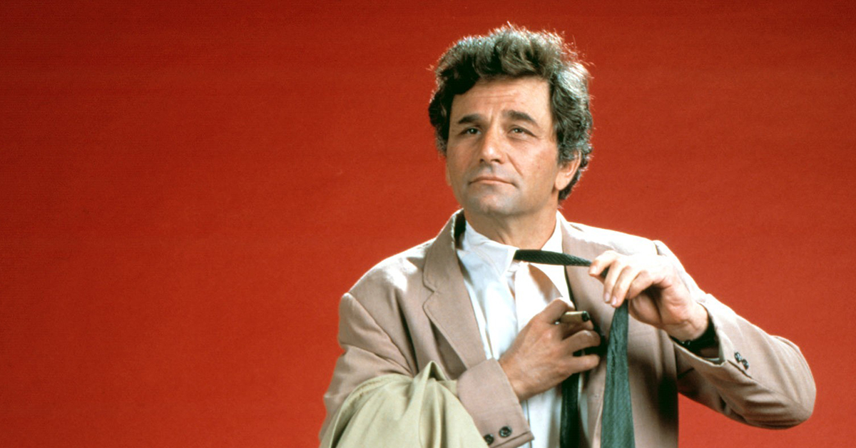 Columbo with his signature trench coat and cigar